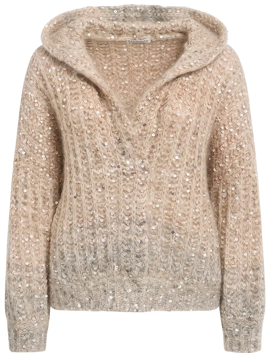 Кардиган с пайетками BRUNELLO CUCINELLI MAA624006 CER23 Бежевый 