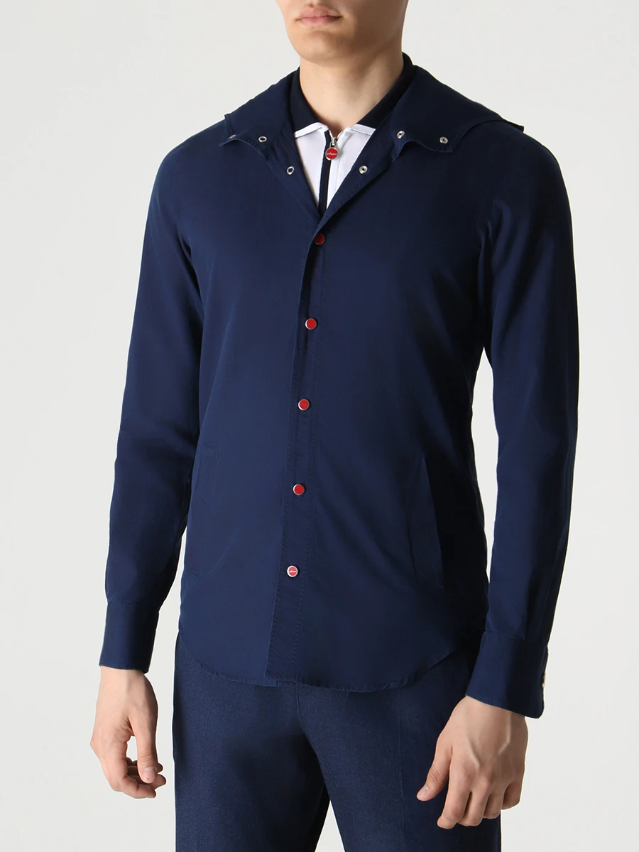 Рубашка Slim Fit хлопковая с капюшоном KITON UMCMARH0841601000, размер 52 - фото 4