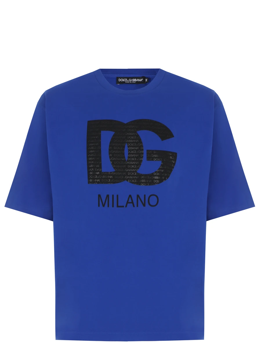 Футболка хлопковая с принтом DOLCE & GABBANA G8PB8T HU7MA B4943 Синий 