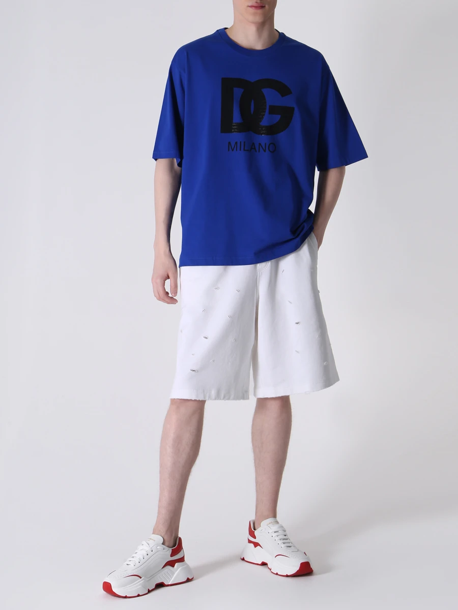 Футболка хлопковая с принтом DOLCE & GABBANA G8PB8T HU7MA B4943 Синий  Фото 2