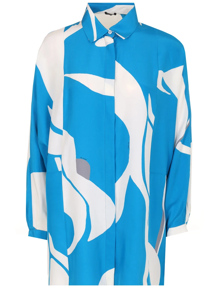 Блуза шелковая KITON D53421 K0974B01, размер 40, цвет голубой