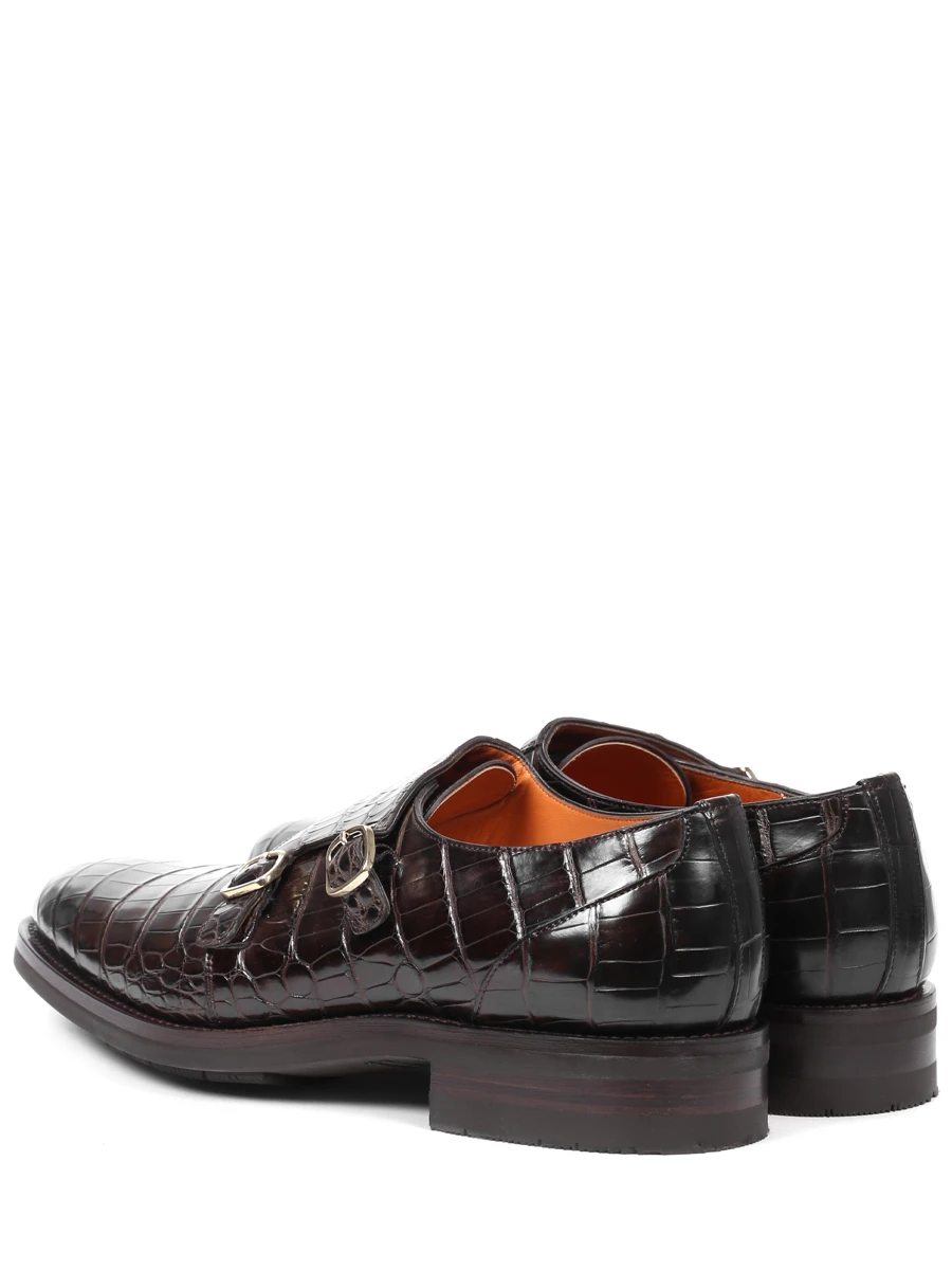 Туфли-монки из кожи крокодила SANTONI MPKE15170UL1ICWOT150, размер 43, цвет коричневый - фото 4
