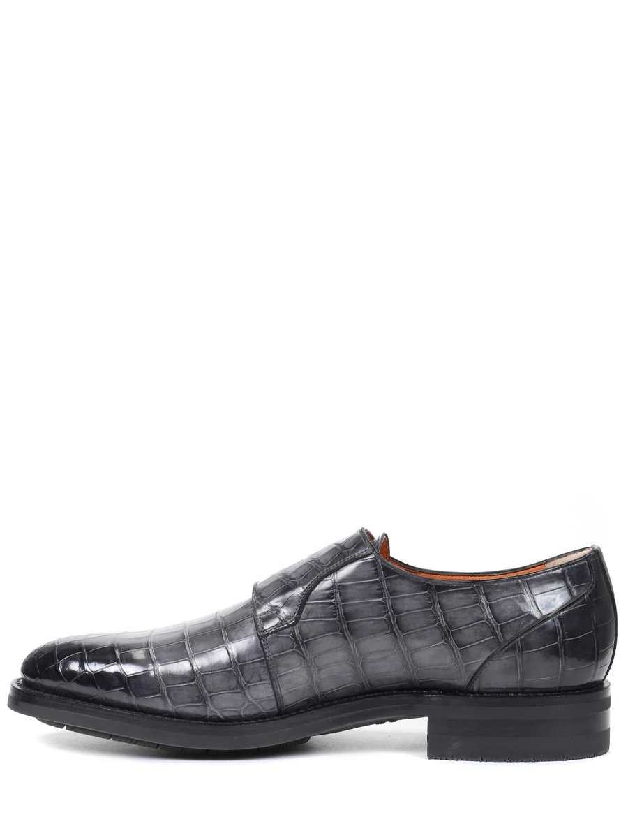 Туфли-монки из кожи крокодила SANTONI MPKE15170UL1ICWOG59, размер 40, цвет серый - фото 3