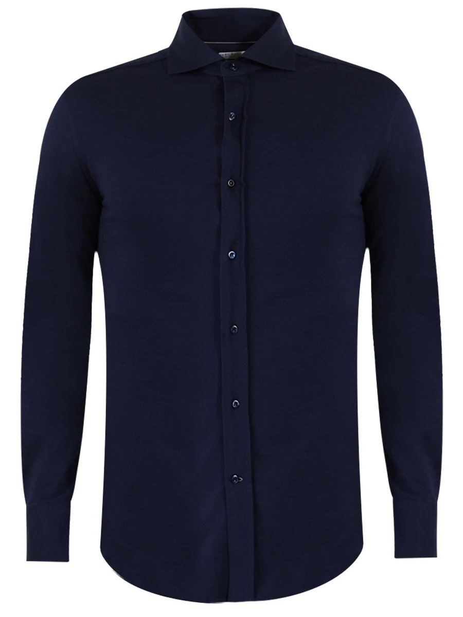 Рубашка хлопковая Slim Fit BRUNELLO CUCINELLI MTS406686 C104, размер 56, цвет синий - фото 1