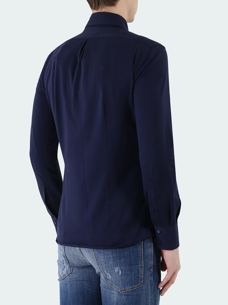 Рубашка хлопковая Slim Fit BRUNELLO CUCINELLI MTS406686 C104, размер 56, цвет синий - фото 3