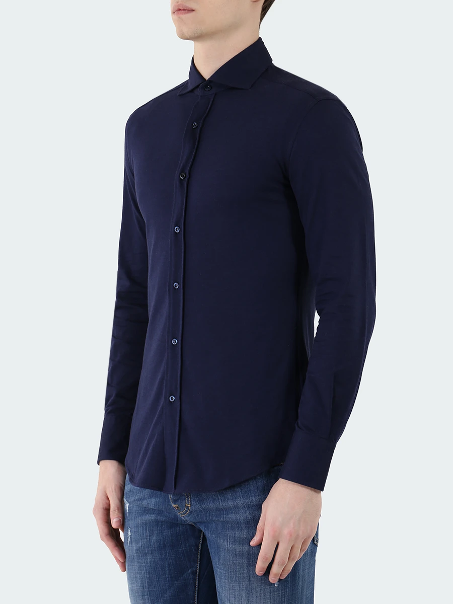 Рубашка хлопковая Slim Fit BRUNELLO CUCINELLI MTS406686 C104, размер 56, цвет синий - фото 4