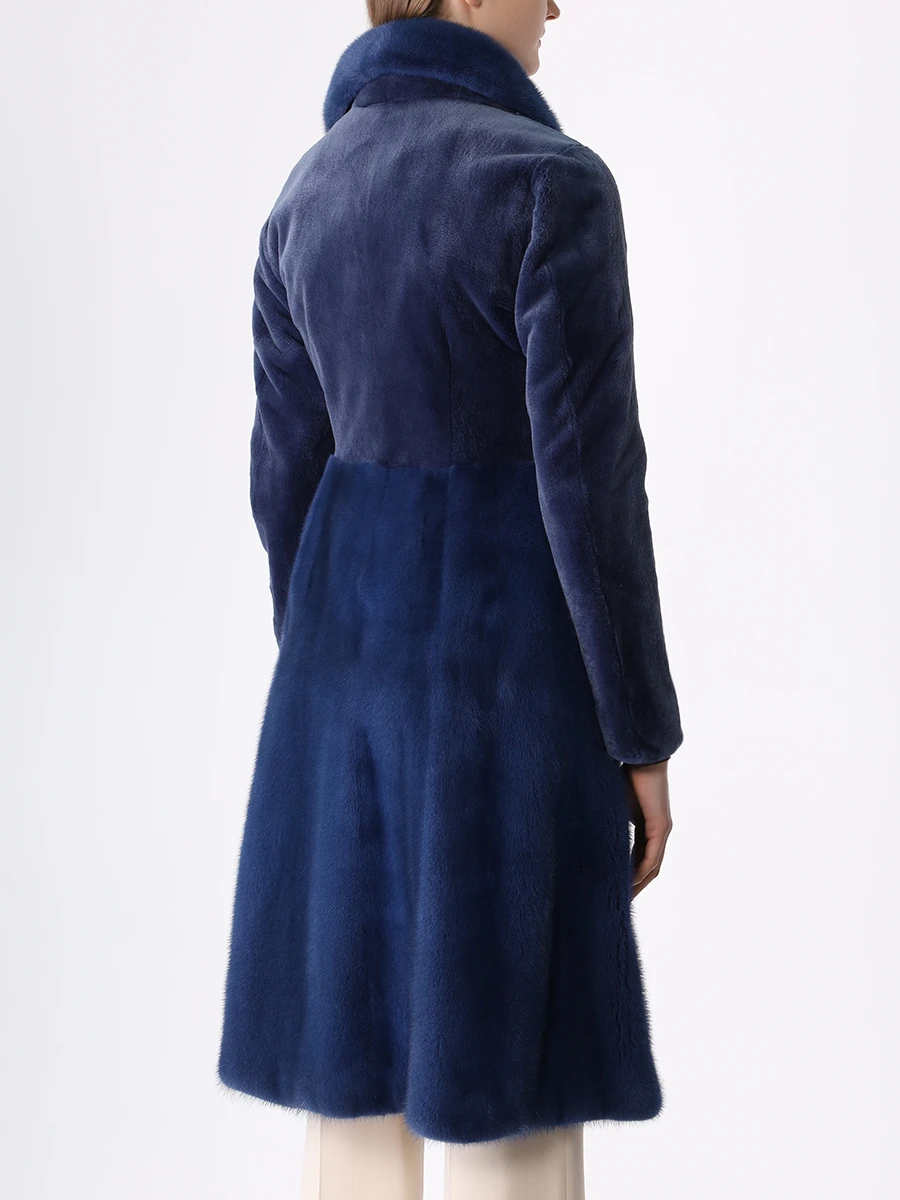 Шуба из меха норки FERRE 9082sz21/ремень/син/норка Синий  Фото 3