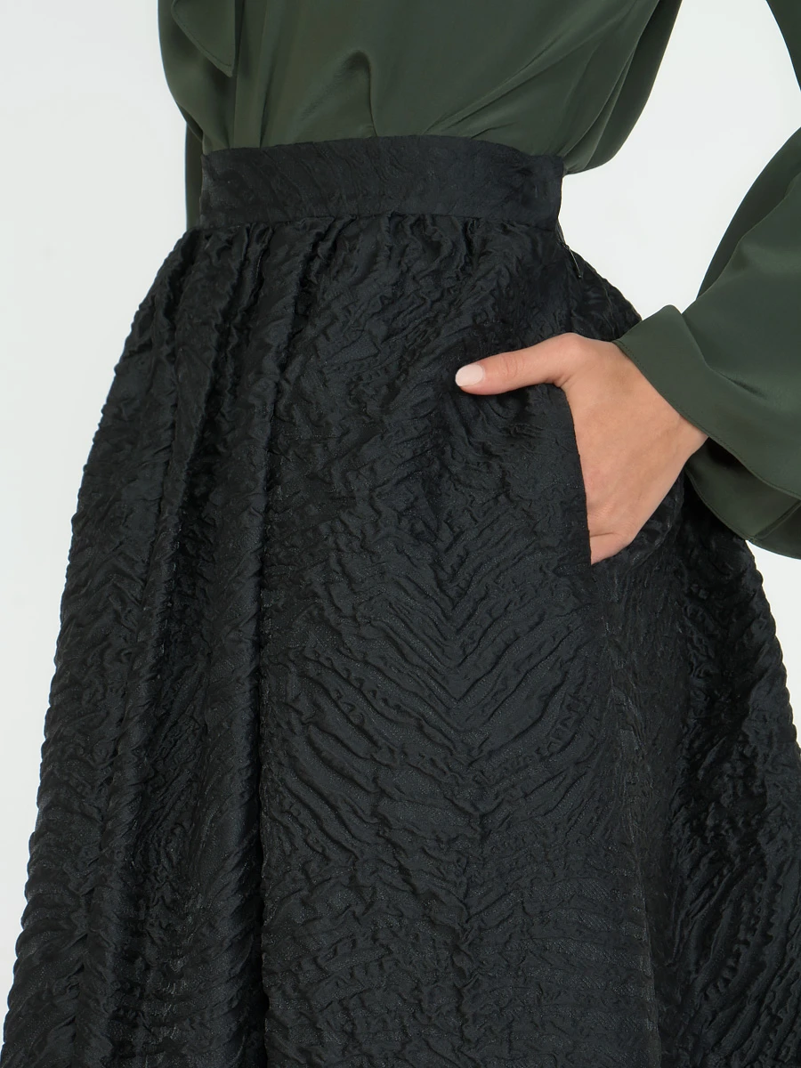 Жаккардовая юбка FENDI FQ6660 Черный жаккард Черный  Фото 5