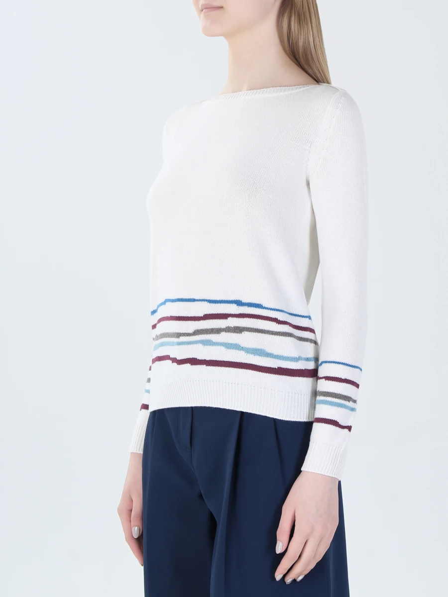 Свитер кашемировый с принтом LORO PIANA fai0714 fg30 Белый  Фото 4