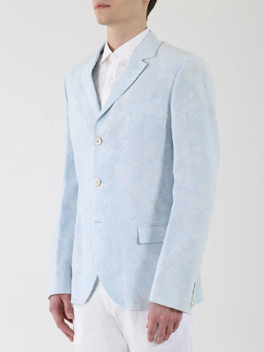 Пиджак классический с вышивкой ERMANNO SCERVINO U286I514QFL/голуб.вышив, размер 50, цвет голубой U286I514QFL/голуб.вышив - фото 2