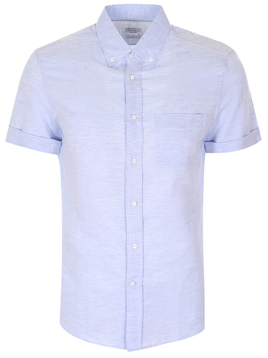 Рубашка льняная Leisure Fit BRUNELLO CUCINELLI MD6343018 Лаванда, размер 56, цвет голубой - фото 1