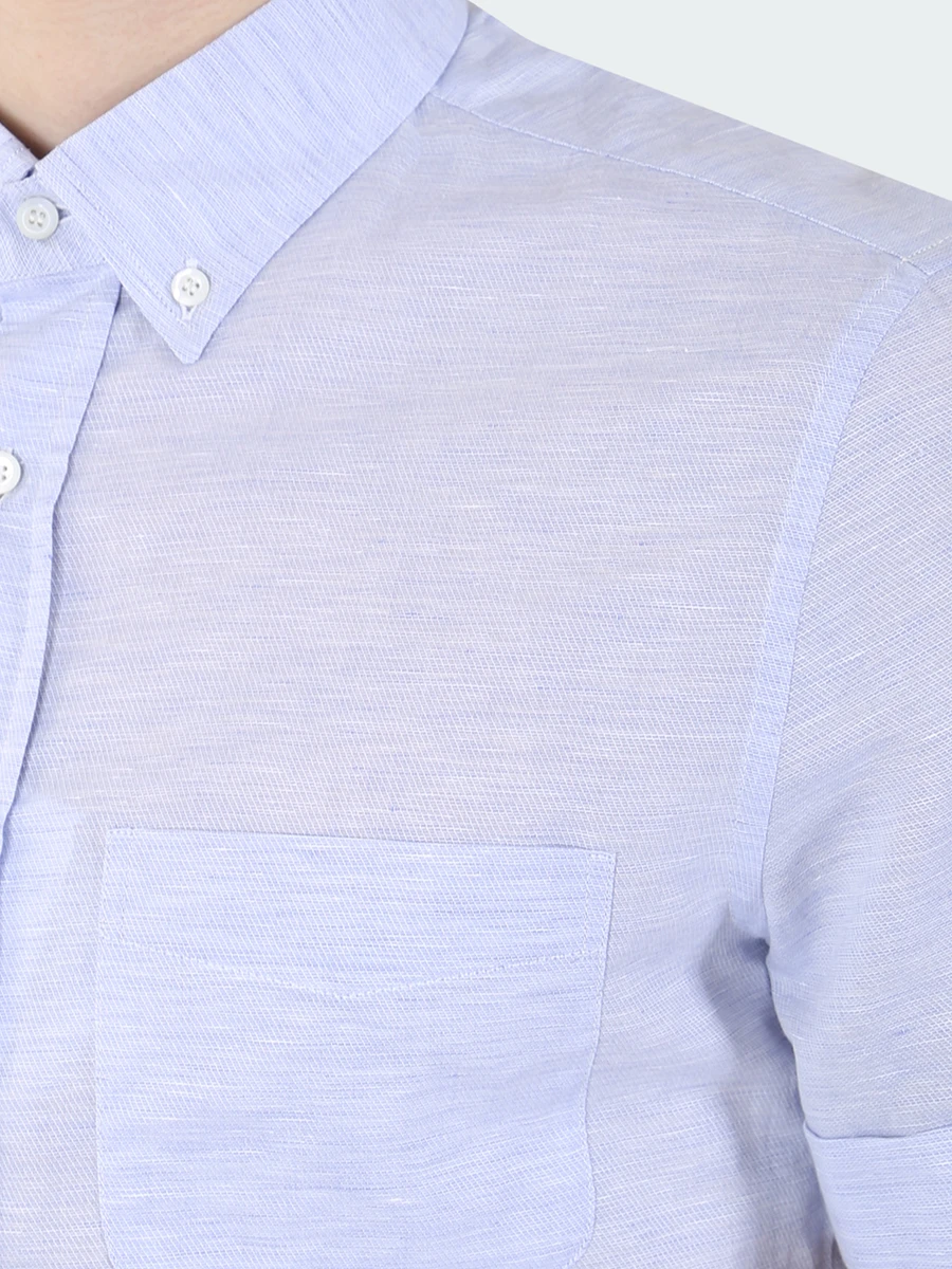 Рубашка льняная Leisure Fit BRUNELLO CUCINELLI MD6343018 Лаванда, размер 56, цвет голубой - фото 5