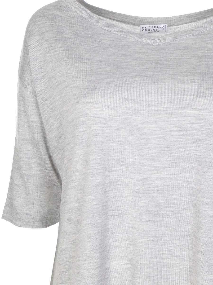 Футболка асимметричного кроя BRUNELLO CUCINELLI M13826702 Серый Серый  Фото 3