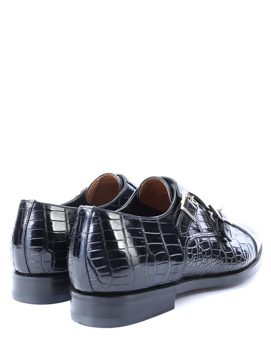 Туфли-монки из кожи крокодила SANTONI MCWI07749MC5HCFHN01/черн, размер 42.5, цвет черный MCWI07749MC5HCFHN01/черн - фото 4