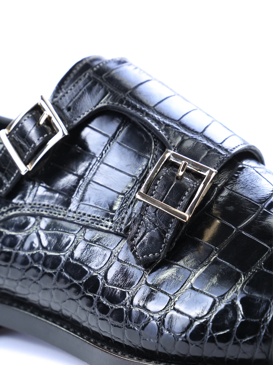 Туфли-монки из кожи крокодила SANTONI MCWI07749MC5HCFHN01/черн, размер 42.5, цвет черный MCWI07749MC5HCFHN01/черн - фото 5