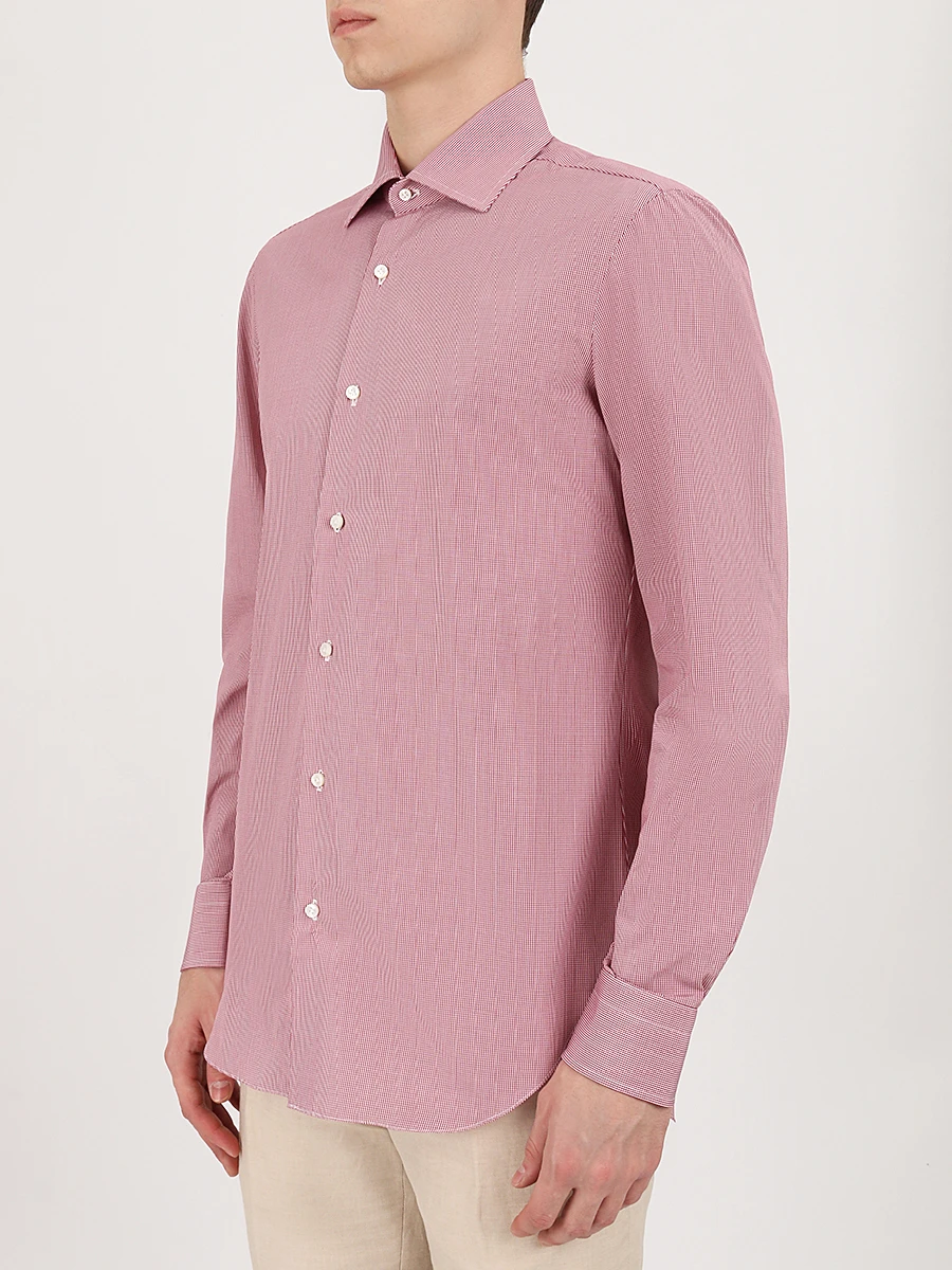 Рубашка Regular Fit хлопковая BARBA d2u634535508u, размер 52, цвет бордовый - фото 4