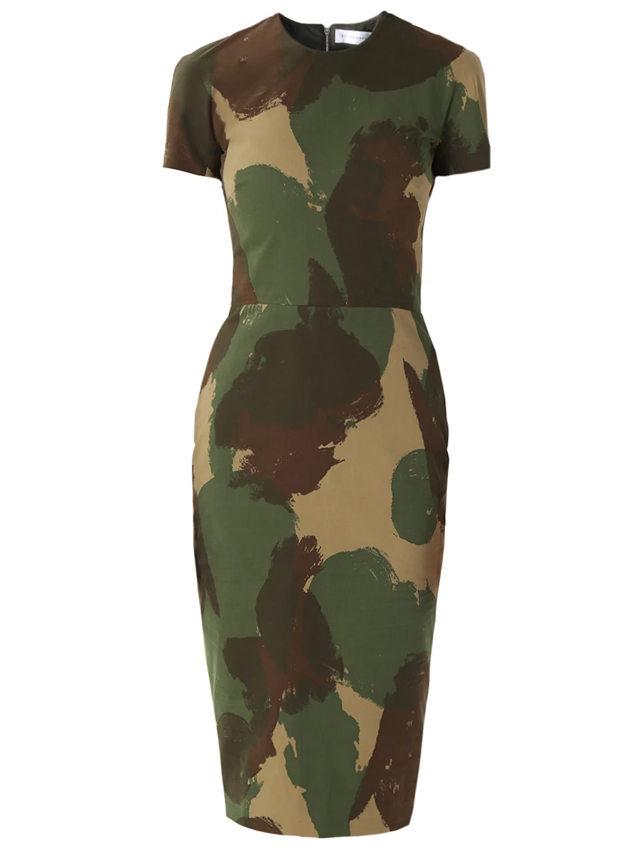 Платье-футляр в стиле милитари, DR FIT 6753, VICTORIA BECKHAM, Зеленый, 134929  - купить