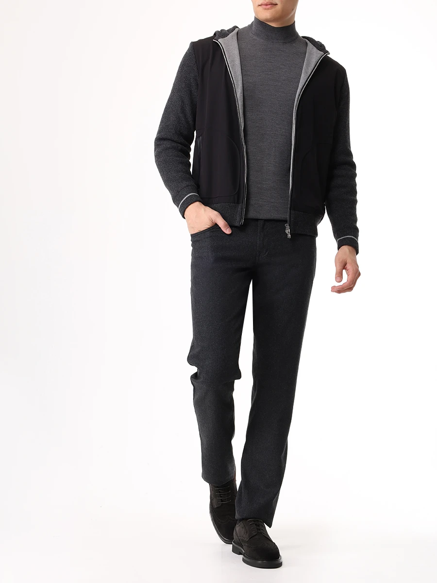 Куртка комбинированная FIORONI CASHMERE MTX23313E1 0001 TX1.2 - NERO TX1.21/ Серый  Фото 2