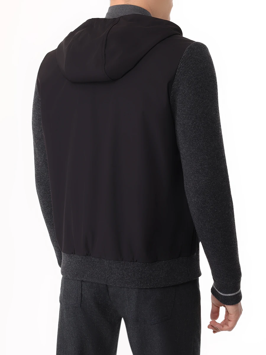 Куртка комбинированная FIORONI CASHMERE MTX23313E1 0001 TX1.2 - NERO TX1.21/ Серый  Фото 3