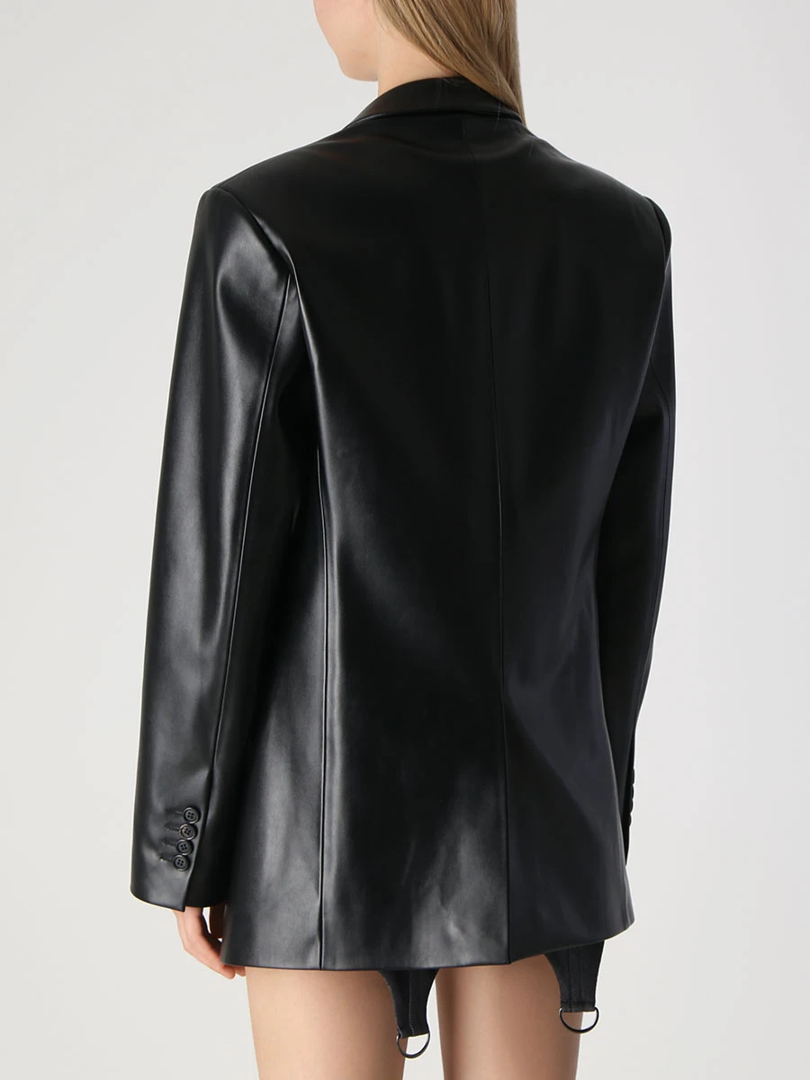 

Пиджак из экокожи, Черный, JT006/FW22