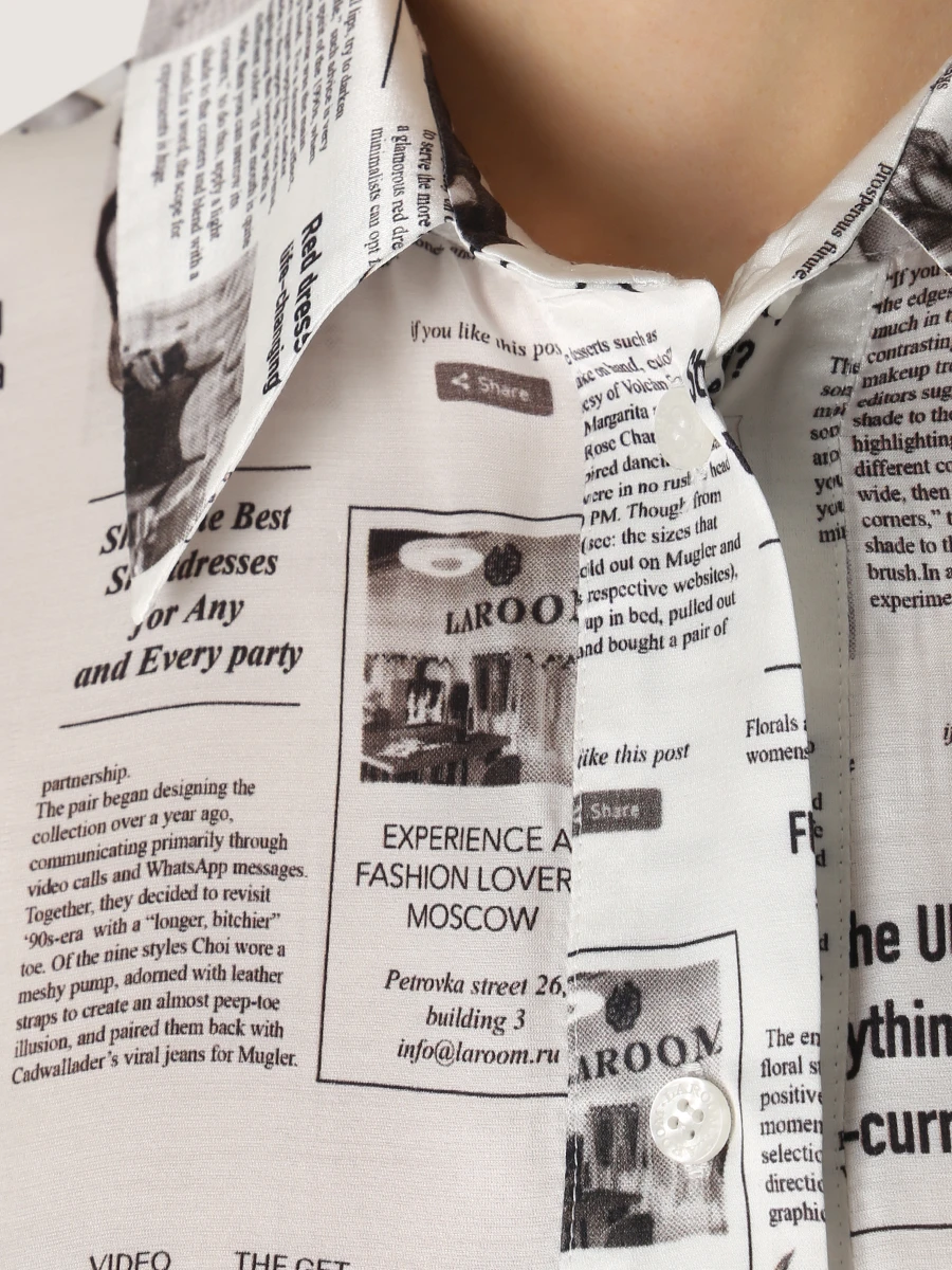 Рубашка хлопковая с принтом LAROOM 2161, размер 42 - фото 5