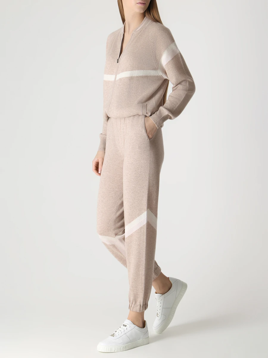 

Кардиган кашемировый, Бежевый, cwe21-О005 Меланж-бежевый/молочный/бело-розовый