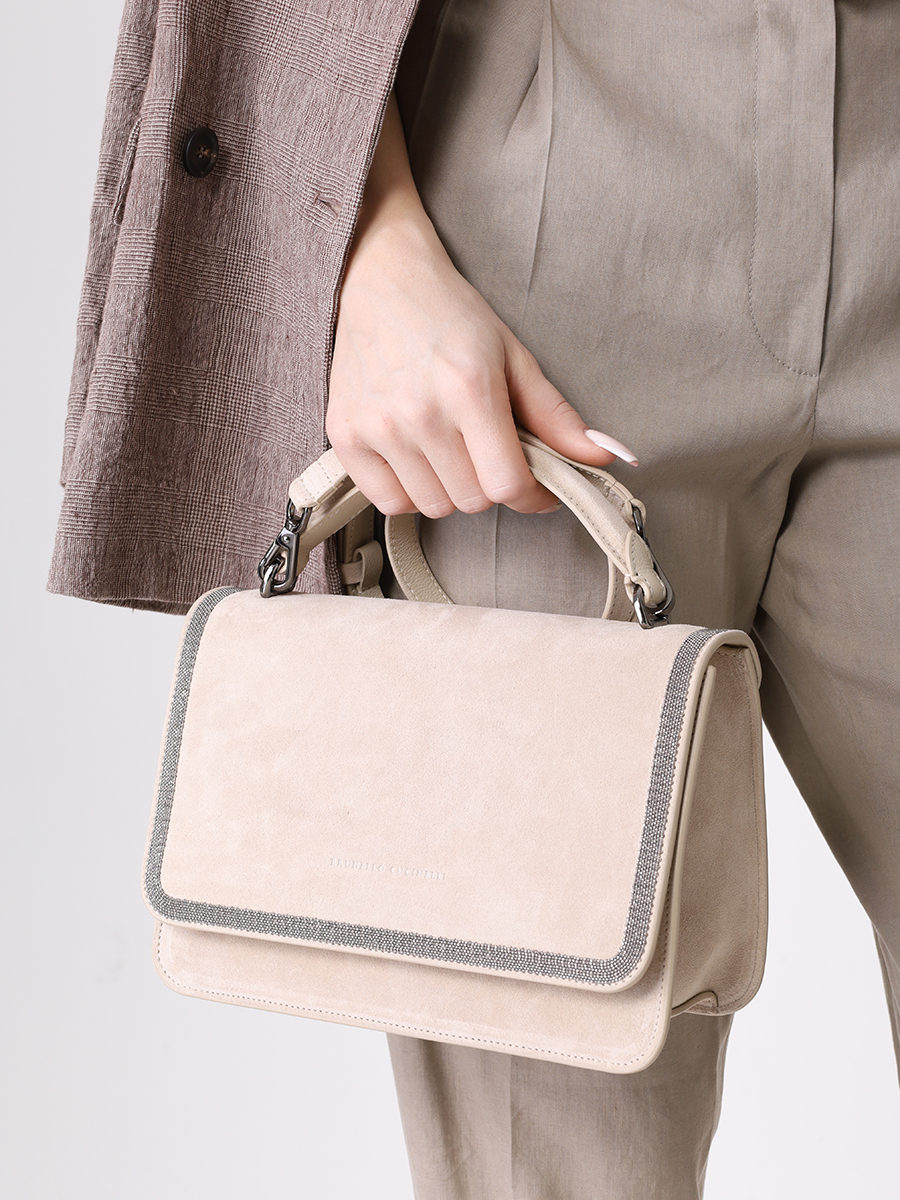 Сумка замшевая BRUNELLO CUCINELLI MBFXD2216 C8238 Бежевый  Фото 2