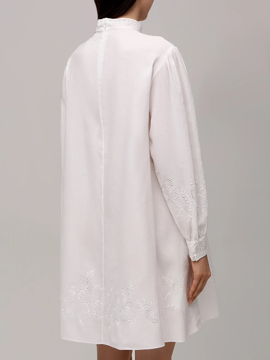 Платье из хлопка и льна CELINE 2R84C465P 01OW Белый  Фото 3