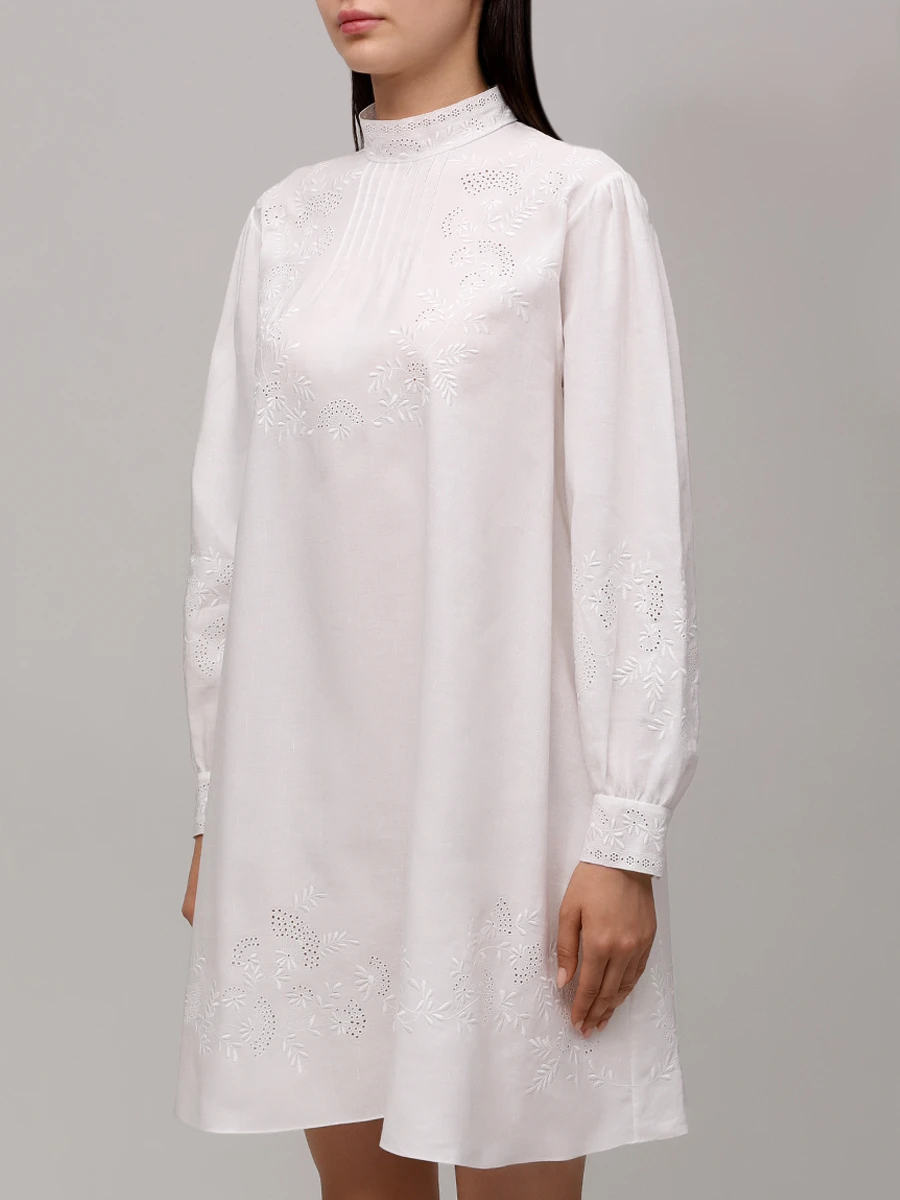 Платье из хлопка и льна CELINE 2R84C465P 01OW Белый  Фото 4