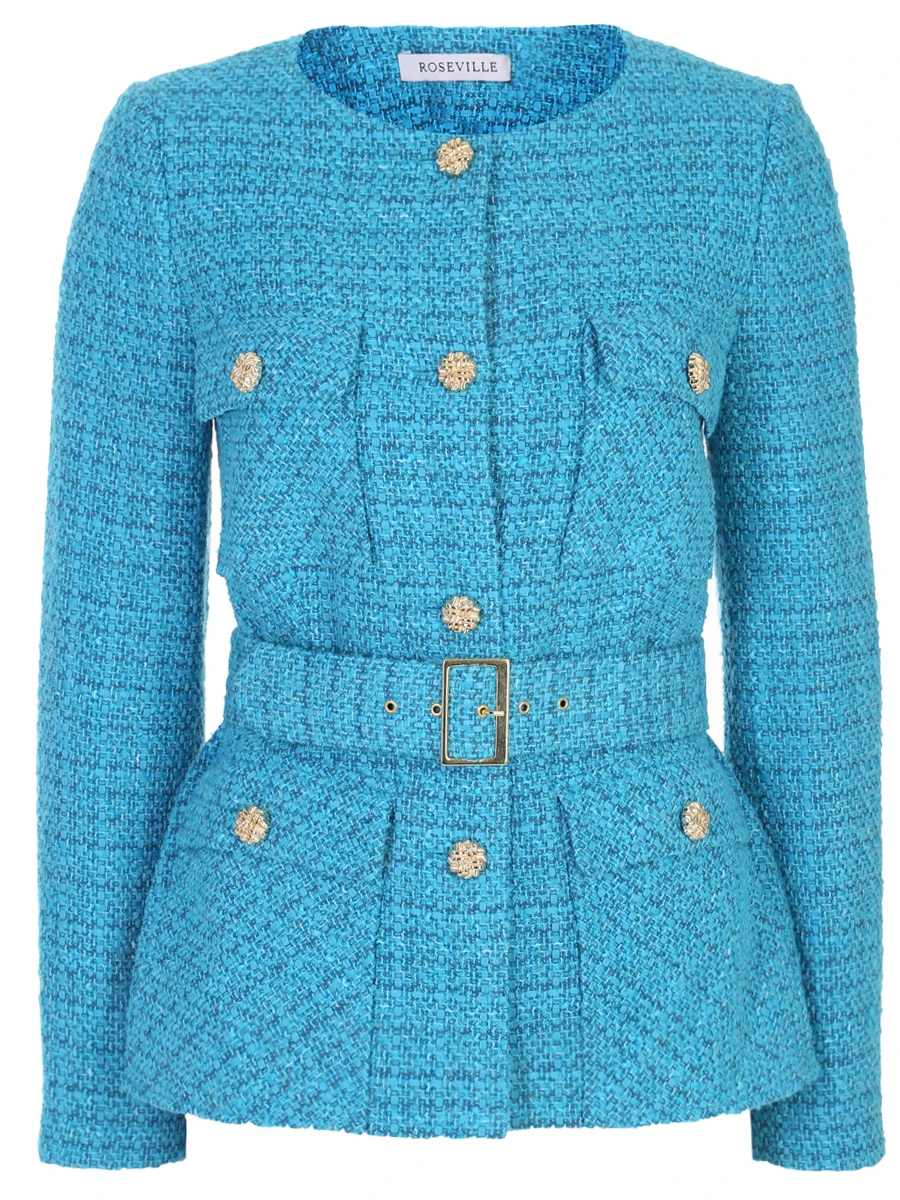 

Жакет твидовый, Бирюзовый, AW234218M/TURQ