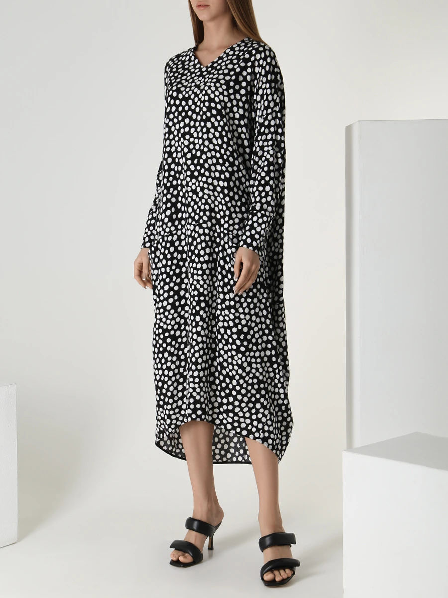 

Платье из вискозы, Черный, 21DR310-30/1-VISCOSE/камешки