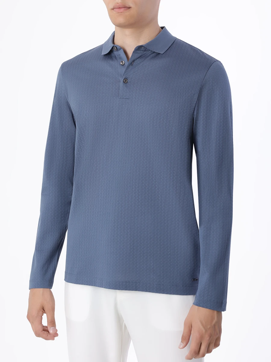 Поло хлопковое BOSS 50468392/438 Синий  Фото 4