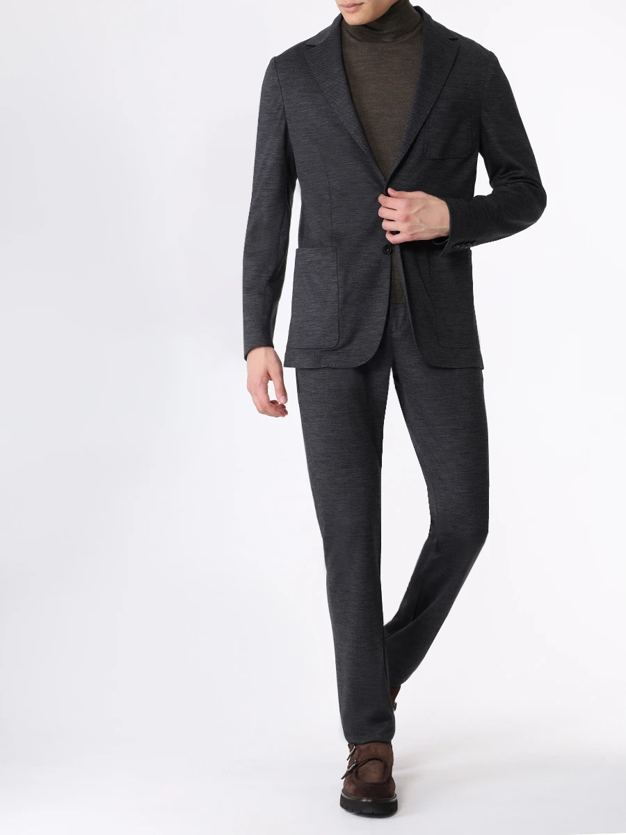 Костюм шерстяной CANALI JC02719/JC02719/112/J0147 Фактура, Темно- Серый  Фото 2
