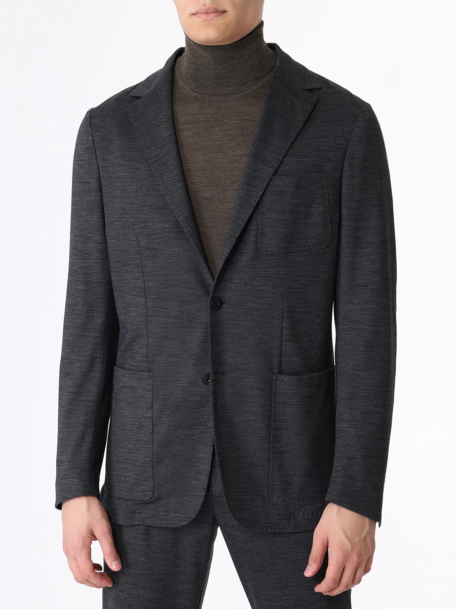 Костюм шерстяной CANALI JC02719/JC02719/112/J0147 Фактура, Темно- Серый  Фото 4