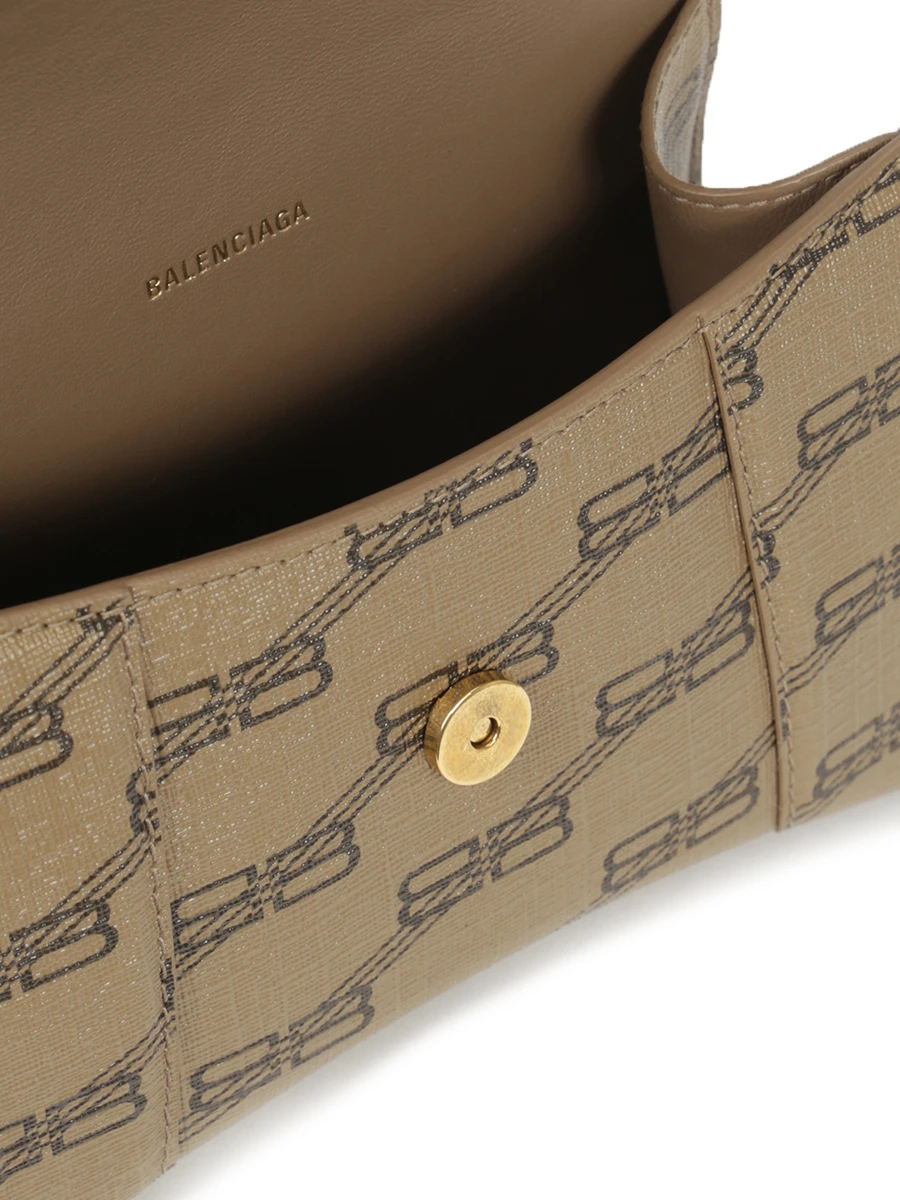 Сумка кожаная Hourglass BALENCIAGA 592833210DE Коричневый  Фото 4