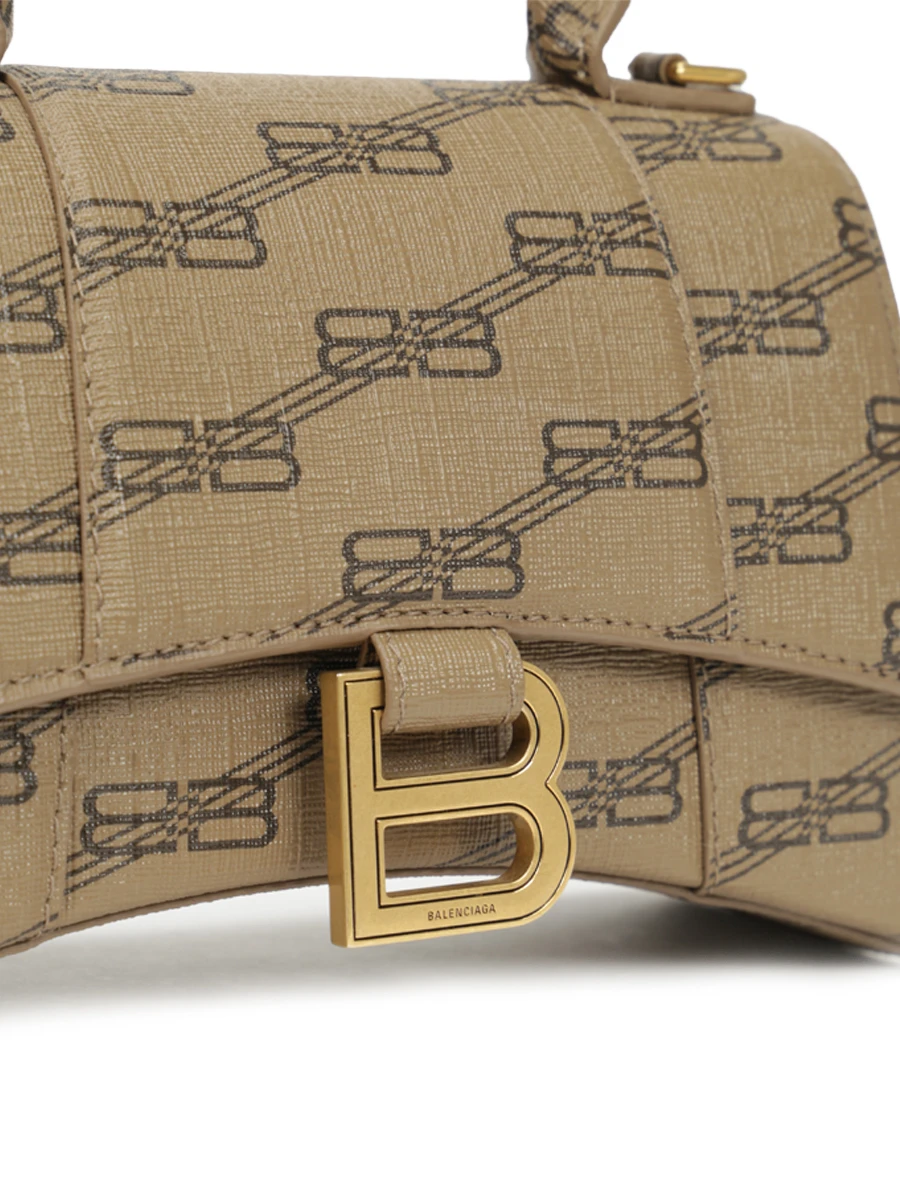 Сумка кожаная Hourglass BALENCIAGA 592833210DE Коричневый  Фото 5