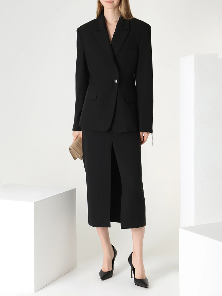 

Пиджак однотонный, Черный, WJT04-9051PATCH-223