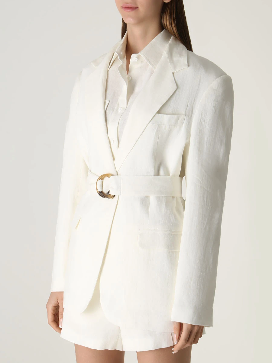Пиджак льняной FORTE DEI MARMI COUTURE 23SF6403, размер 38, цвет белый - фото 4