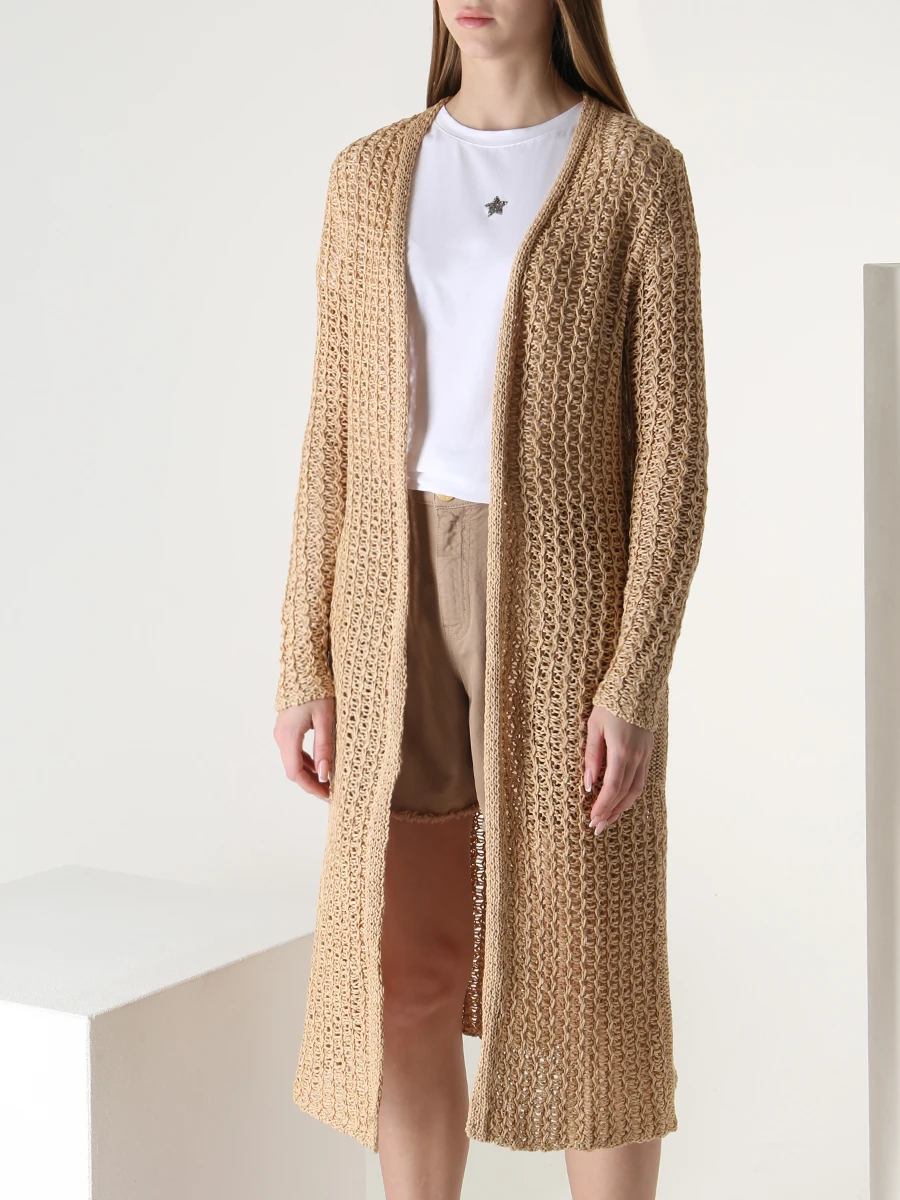 Кардиган хлопковый LORENA ANTONIAZZI R23141CM57A/1398 0173 Бежевый  Фото 4
