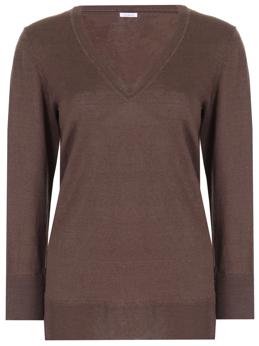 Пуловер однотонный MALO DXB100 FWC01 E1360, размер 44, цвет коричневый - фото 1
