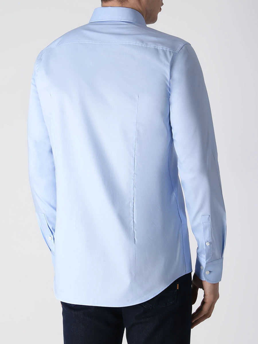Рубашка Slim Fit хлопковая BOSS 50479922/450 Голубой  Фото 3