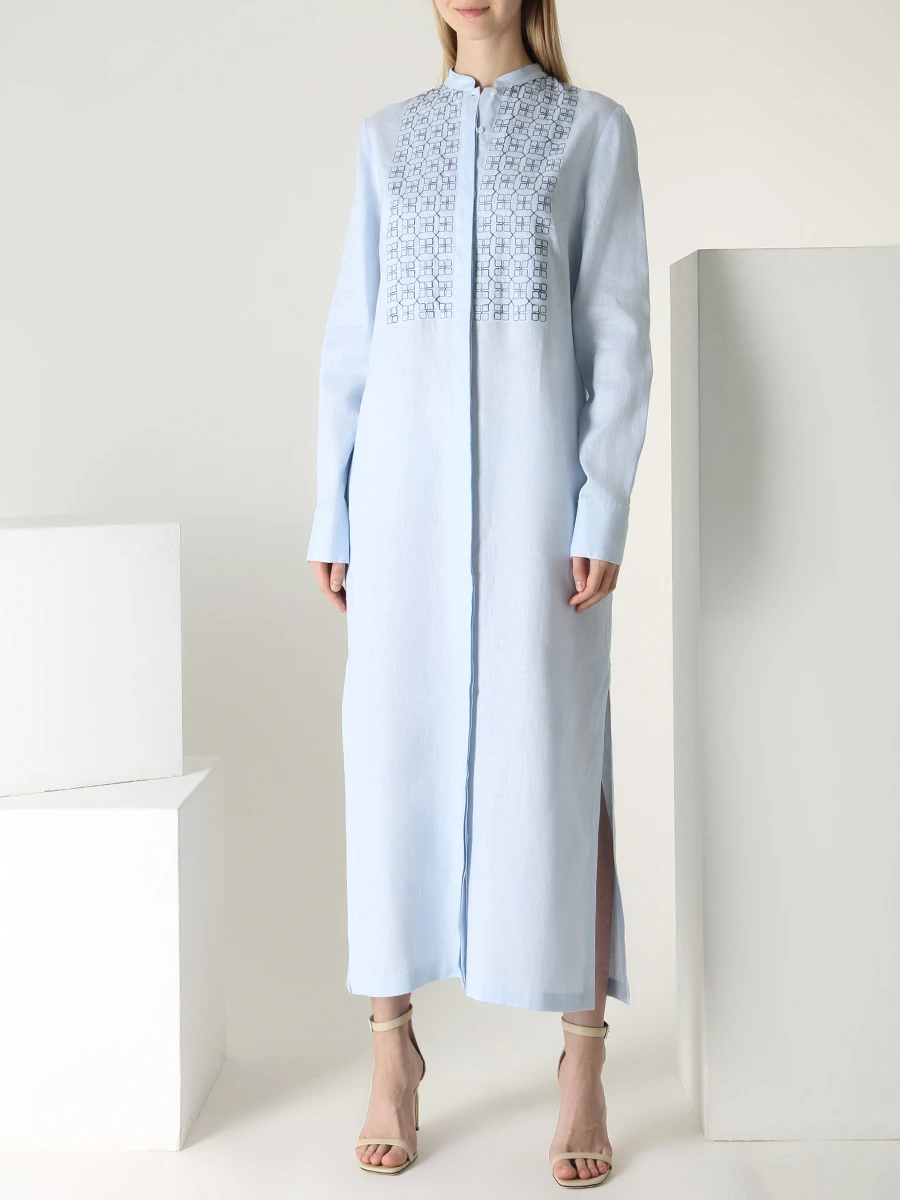 Платье льняное HOLY CAFTAN 2184 APRILIA Голубой  Фото 4