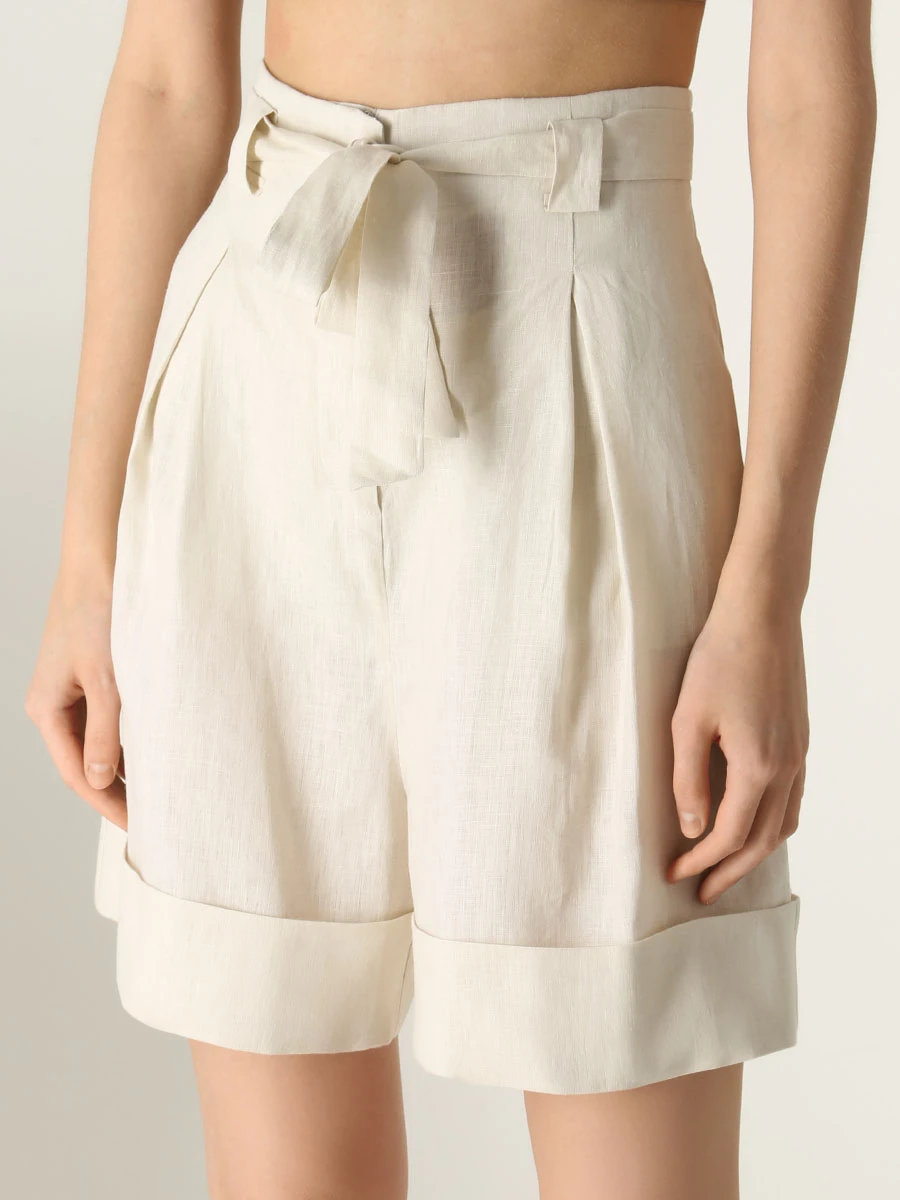 Шорты льняные HOLY CAFTAN PAM 4041 Бежевый  Фото 4