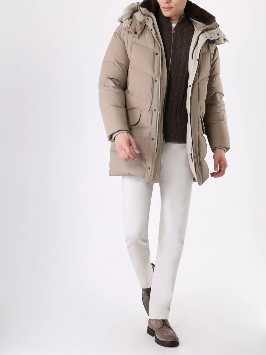 Пуховик стеганый KITON UW1272V0390B01001 Бежевый  Фото 2