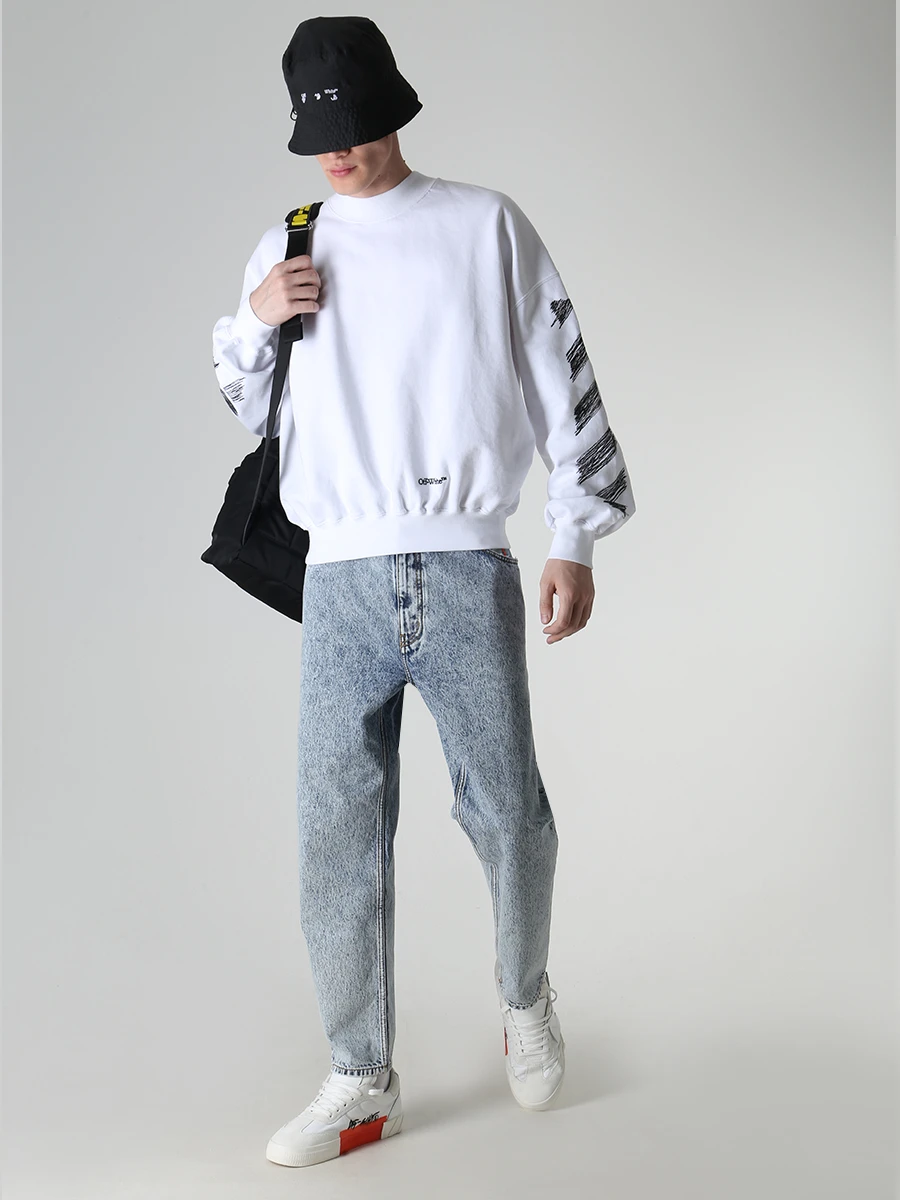 Толстовка хлопковая OFF-WHITE OMBA067S23FLE004 1001 Белый  Фото 2