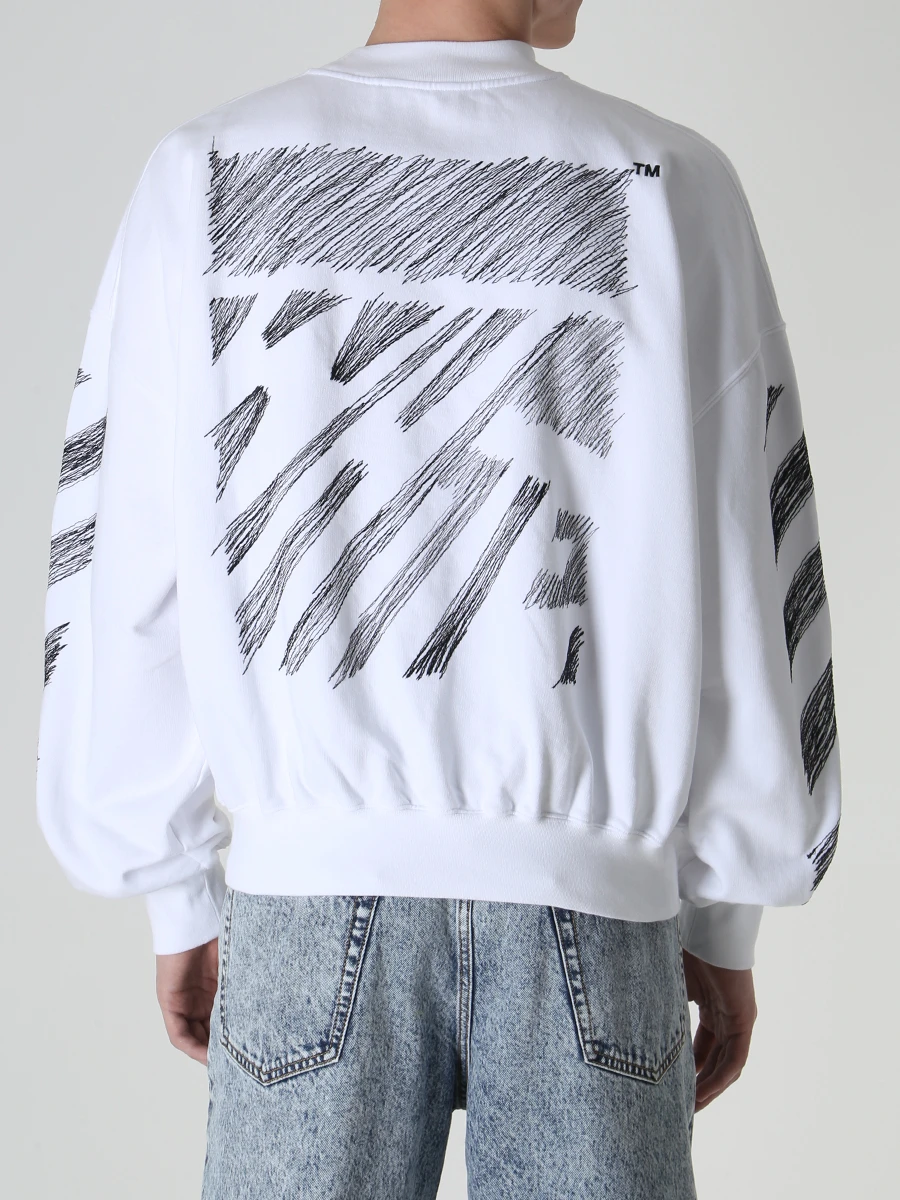 Толстовка хлопковая OFF-WHITE OMBA067S23FLE004 1001 Белый  Фото 3