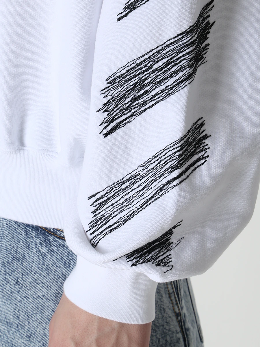 Толстовка хлопковая OFF-WHITE OMBA067S23FLE004 1001 Белый  Фото 5