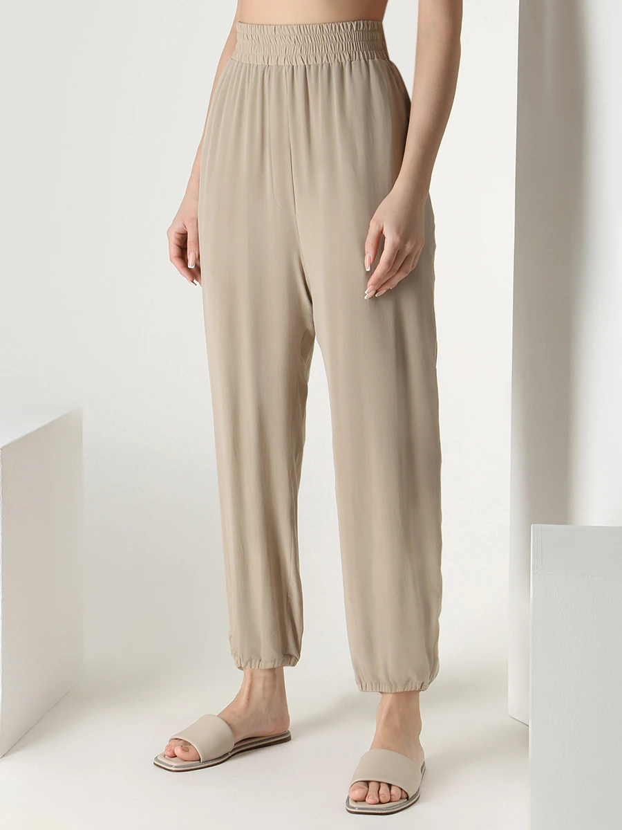 

Брюки шелковые, Бежевый, D337SE G0231