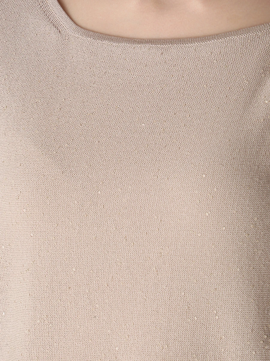 

Футболка хлопковая с пайетками, Бежевый, D605FS G0121