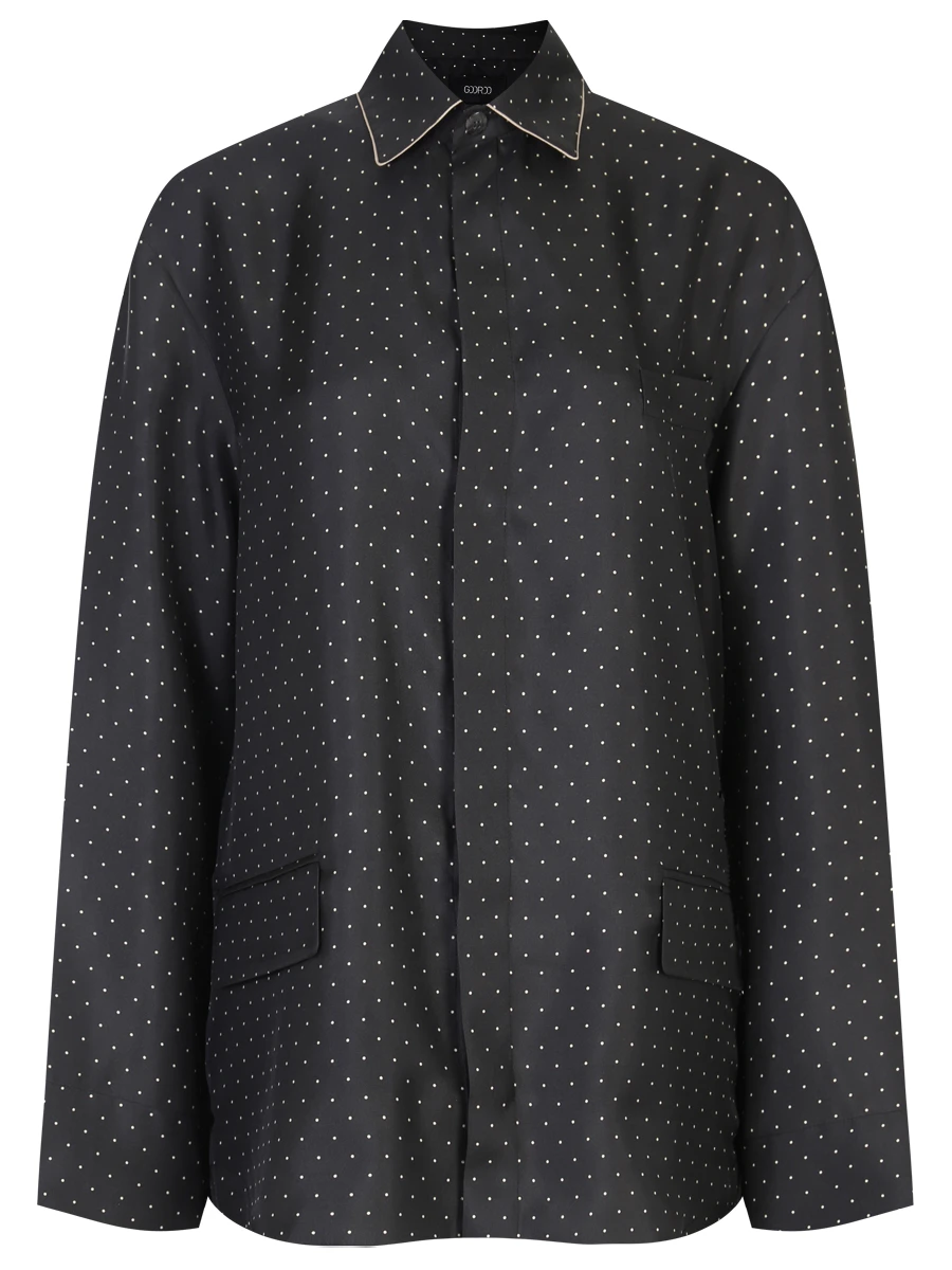 

Рубашка шелковая в горох, Черный, SH002-2000-9914